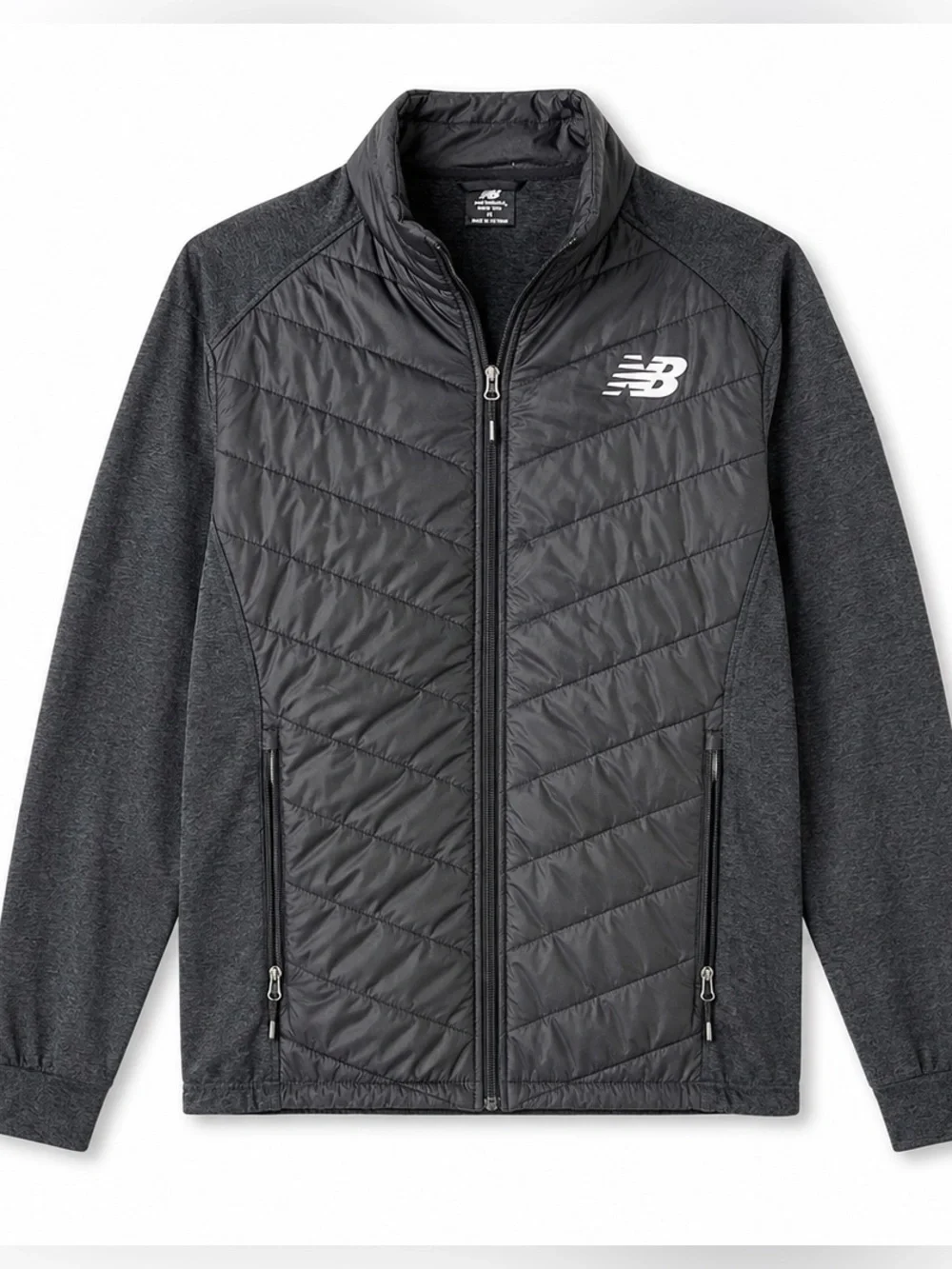 New Balance Men’s M Gray Quilted Front Full Zip Athletic Jacket